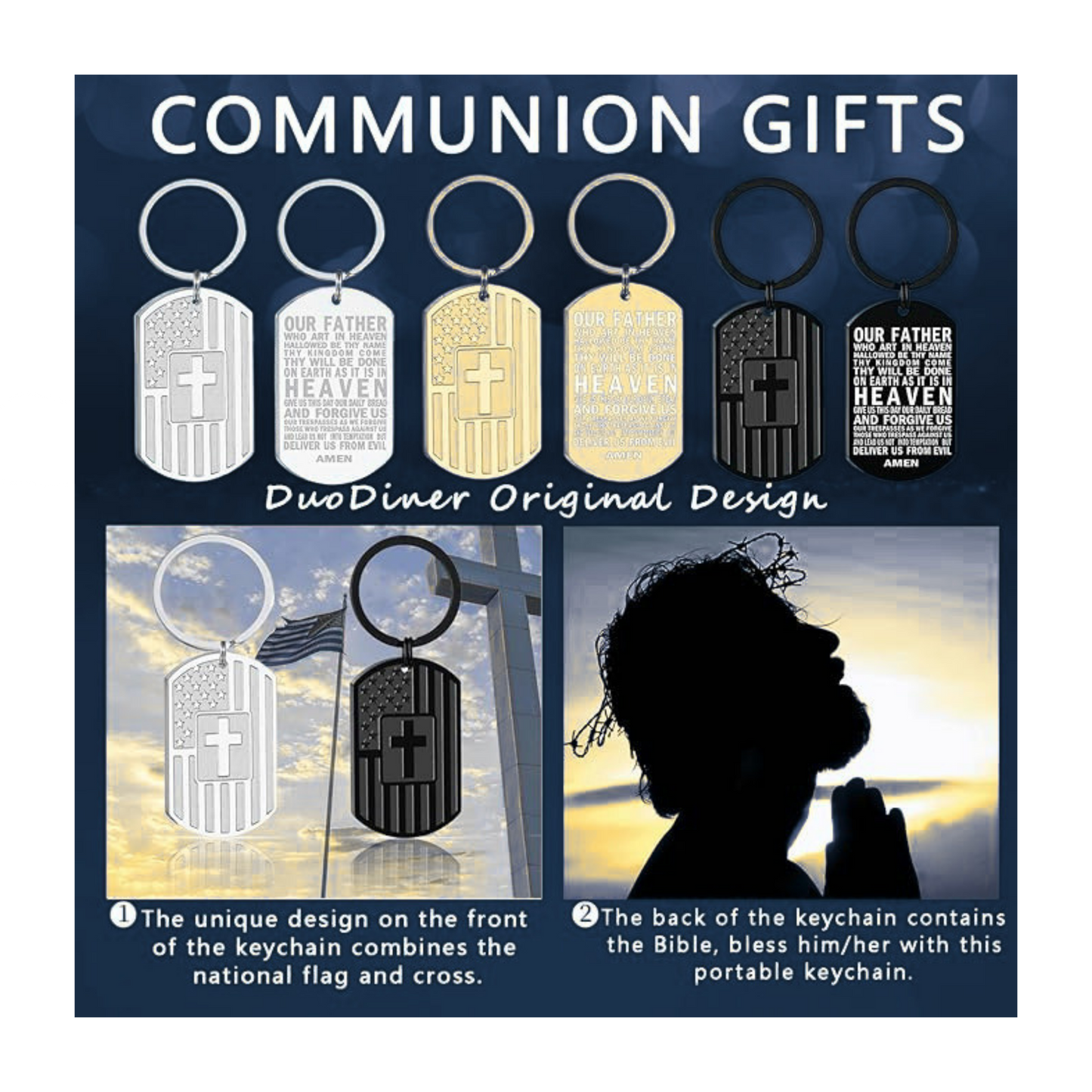 Christian American Flag Keychain | Faith & Patriotic Gift