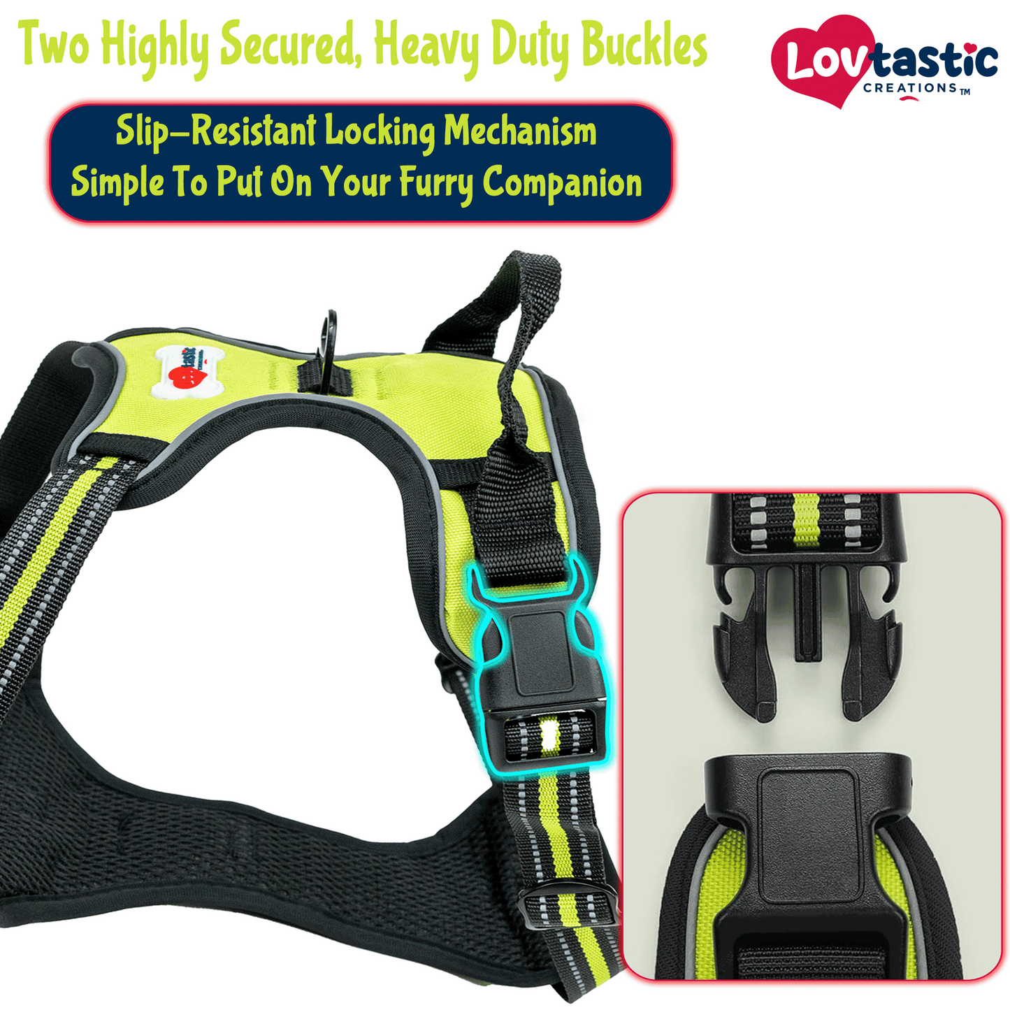 Lovtastic Creations™ No-Pull Dog Harness - with Strong & Durable Dog Leash & Free Poopbag Holder 3pcs Set | Reflective No-Choke Pet Harness