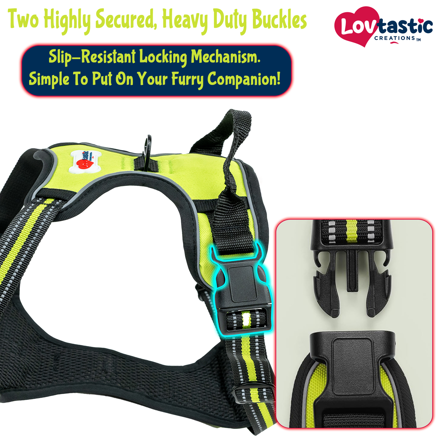 Lovtastic Creations No Pull Dog Harness - with Strong & Durable Dog Leash & Free Poopbag Holder 3pcs Set | Reflective No-Choke Pet Harness