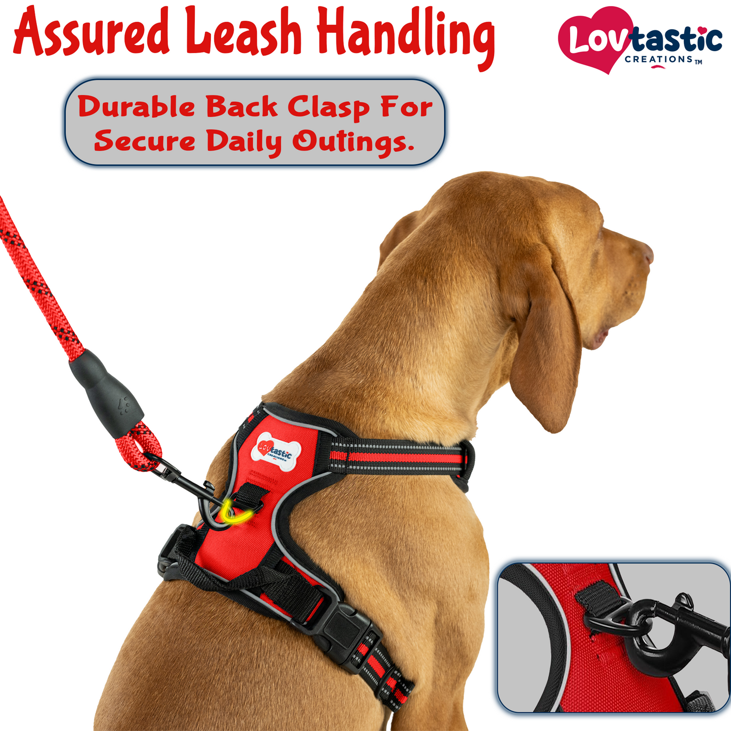 Lovtastic Creations No Pull Dog Harness - with Strong & Durable Dog Leash & Free Poopbag Holder 3pcs Set | Reflective No-Choke Pet Harness