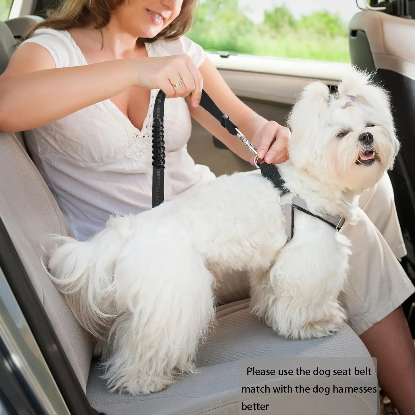 Lovtastic Creations™ Adjustable Heavy-Duty Dog Car Seat Belt – Striped Nylon Travel Safety Leash