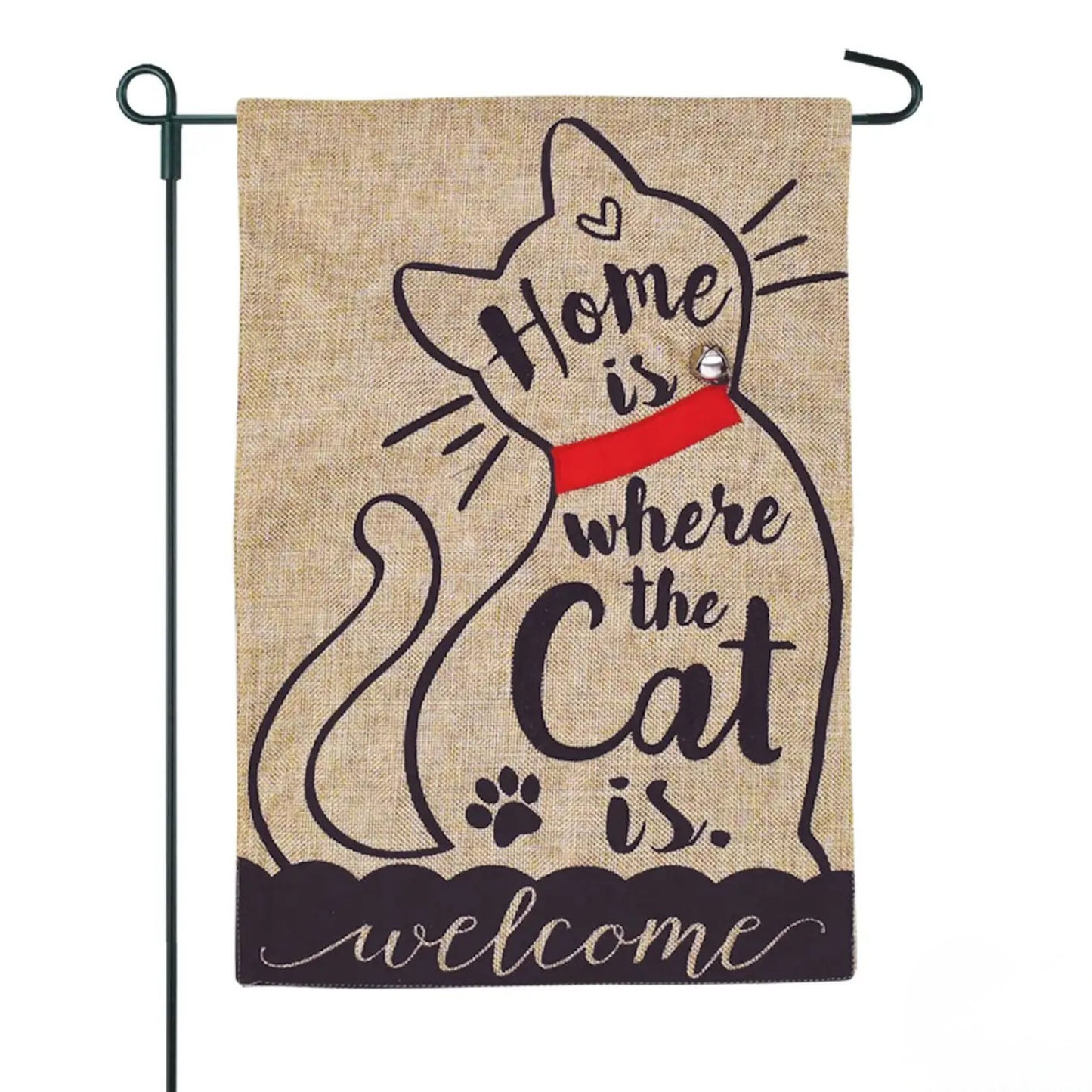 Home With Pet Burlap 2-Sided Garden Flag 12.5x18"