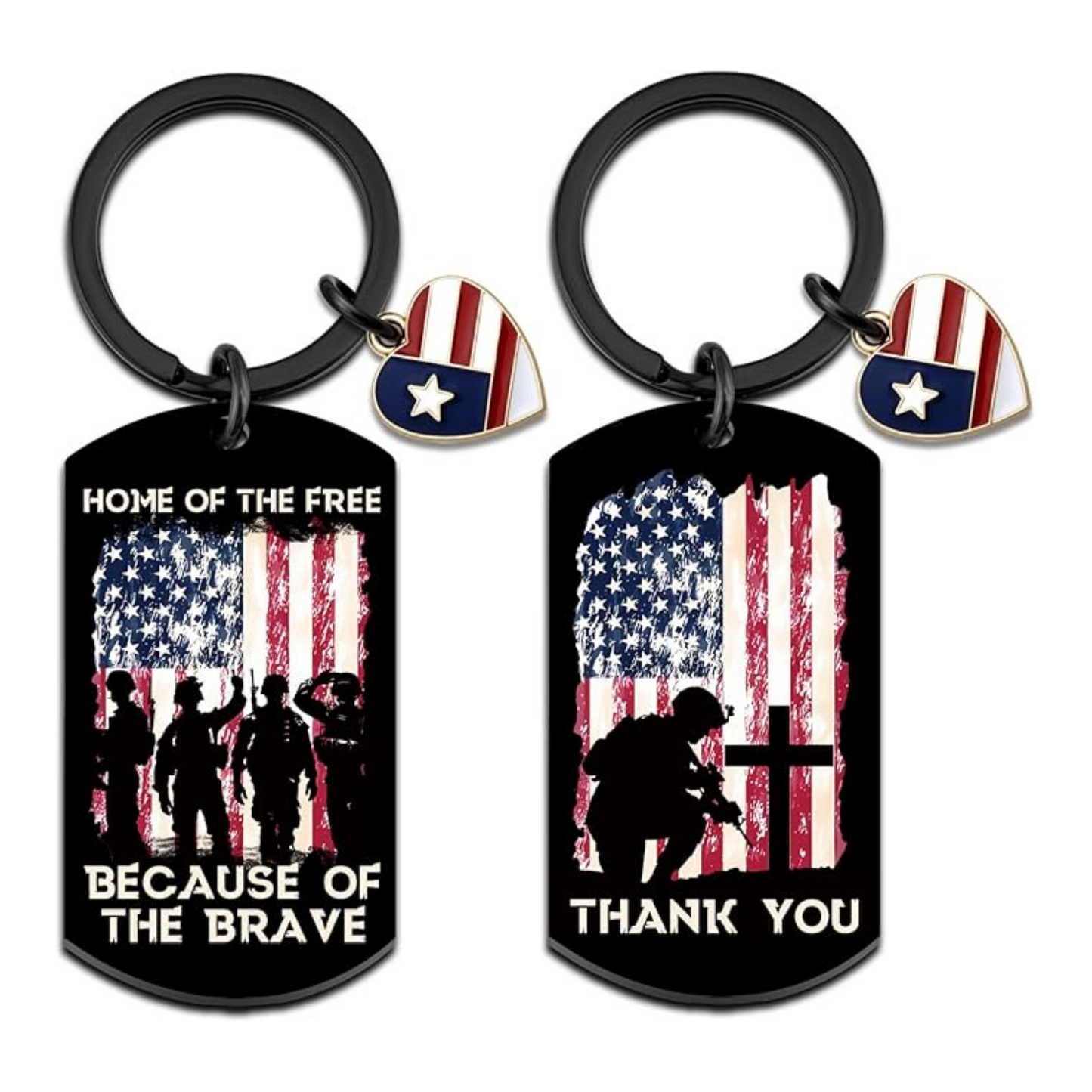 Home of the Free Because of the Brave Keychain | Patriotic Veteran Gift