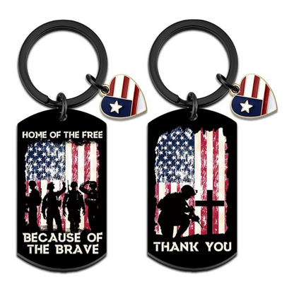 Home of the Free Because of the Brave Keychain | Patriotic Veteran Gift