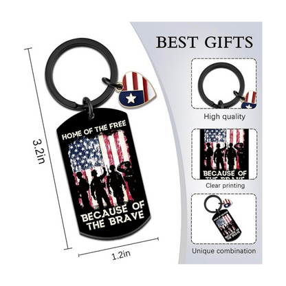 Home of the Free Because of the Brave Keychain | Patriotic Veteran Gift