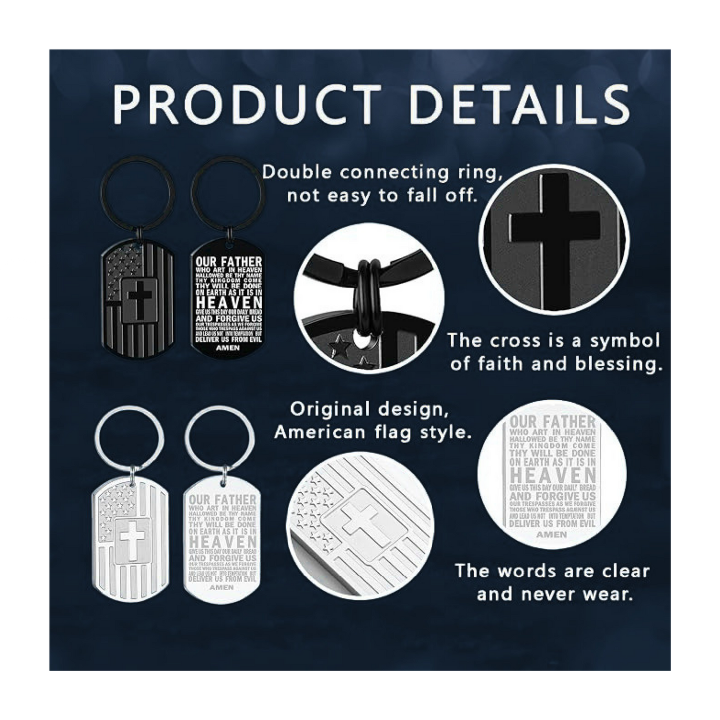 Christian American Flag Keychain | Faith & Patriotic Gift