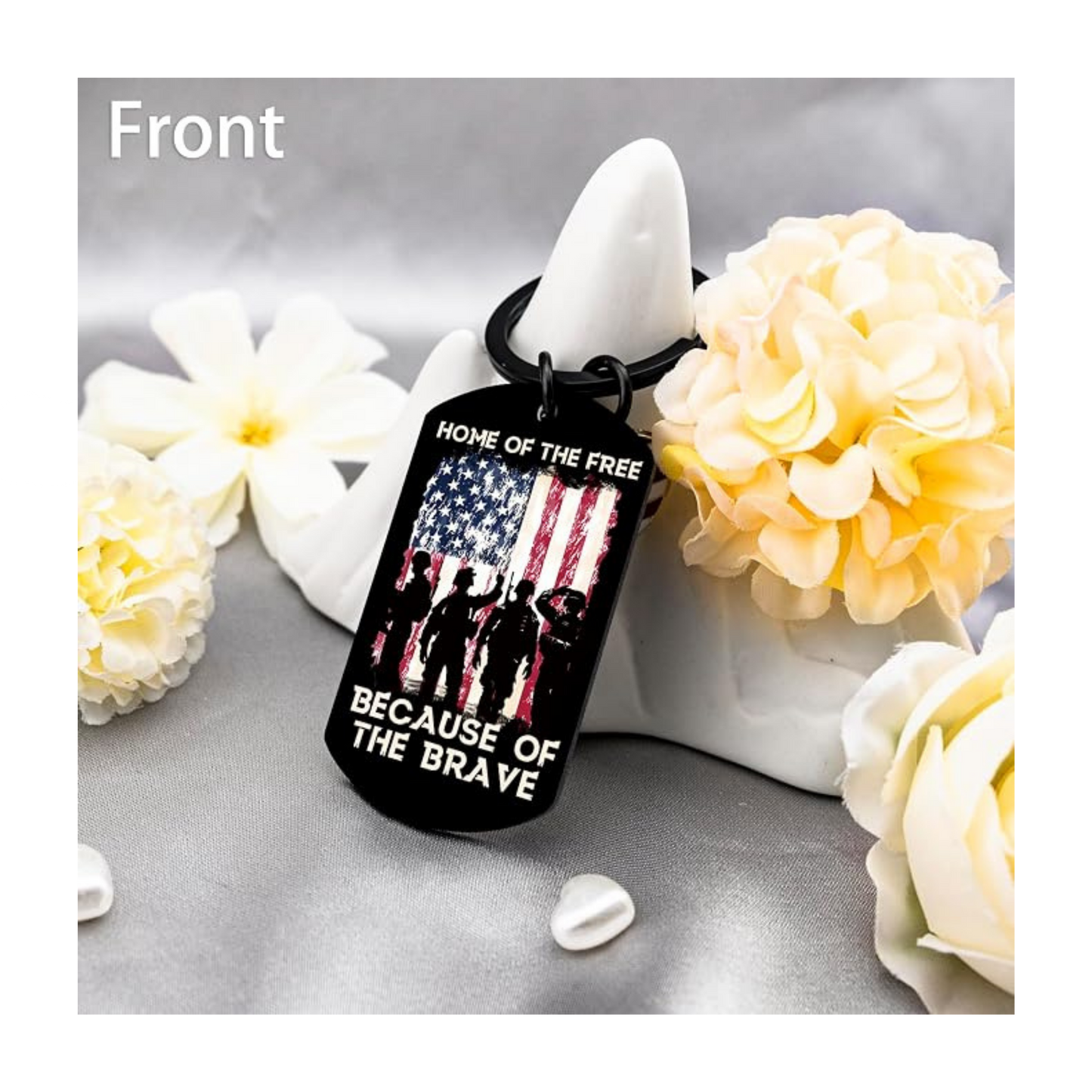 Home of the Free Because of the Brave Keychain | Patriotic Veteran Gift