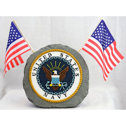 U.S. Navy Garden Stone with Flags - 10"