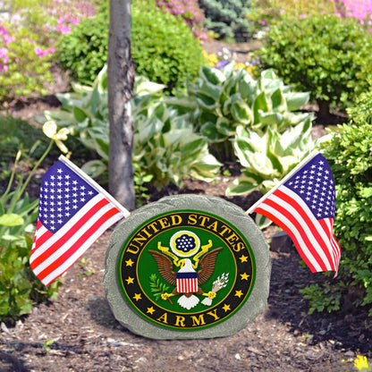 U.S. Army Garden Stone with Flags - 10"
