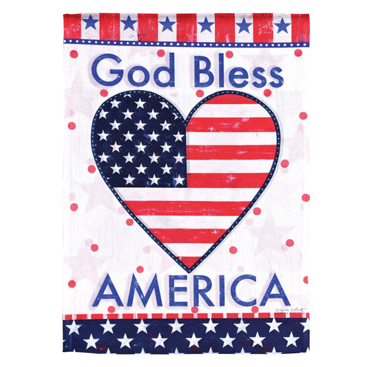 Flag God Bless America Heart 13x18