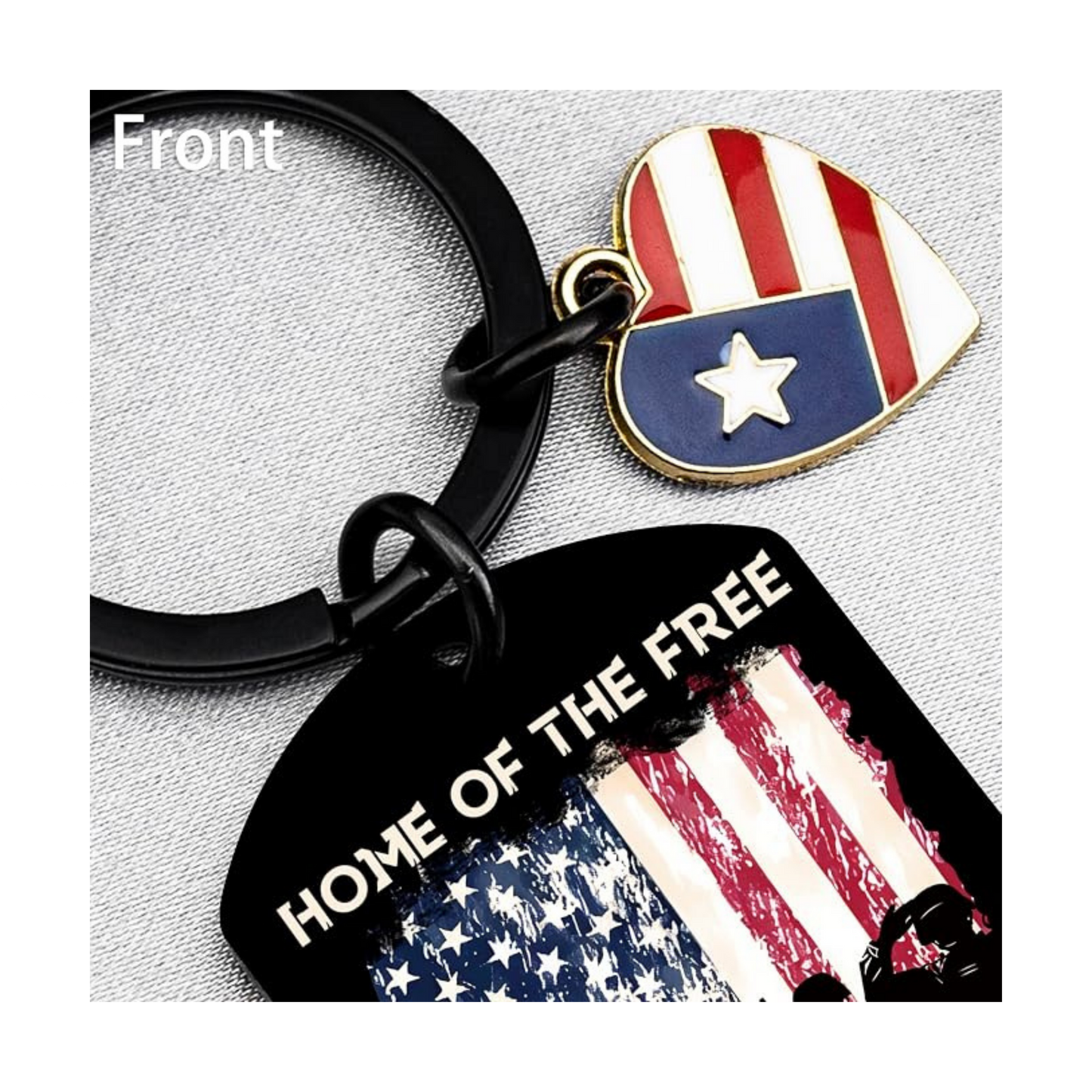 Home of the Free Because of the Brave Keychain | Patriotic Veteran Gift
