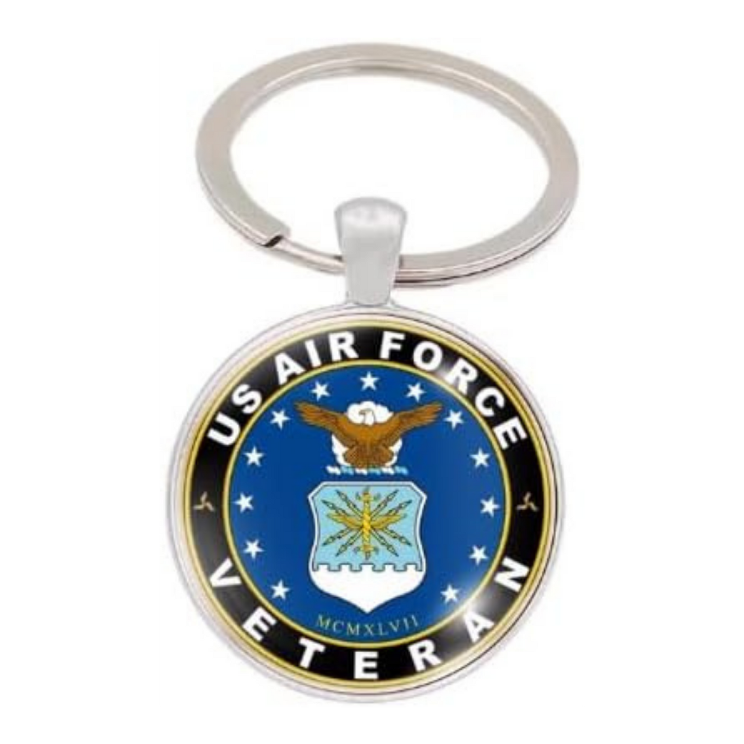 Military Veteran Round Keychain