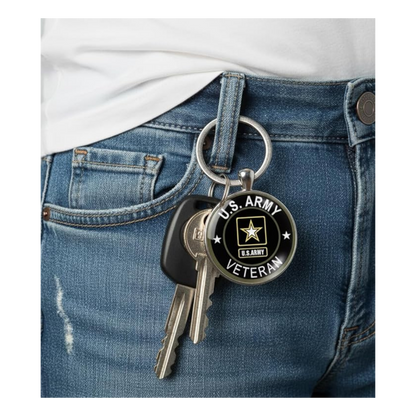Military Veteran Round Keychain