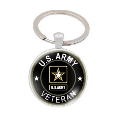 Military Veteran Round Keychain