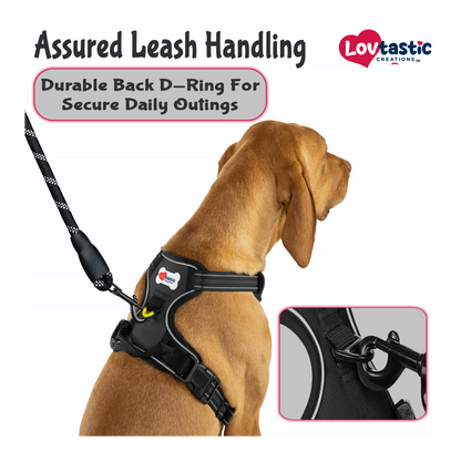 Lovtastic Creations™ No-Pull Dog Harness - with Strong & Durable Dog Leash & Free Poopbag Holder 3pcs Set | Reflective No-Choke Pet Harness