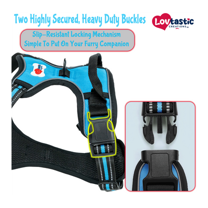 Lovtastic Creations™ No-Pull Dog Harness - with Strong & Durable Dog Leash & Free Poopbag Holder 3pcs Set | Reflective No-Choke Pet Harness