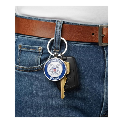 Military Veteran Round Keychain