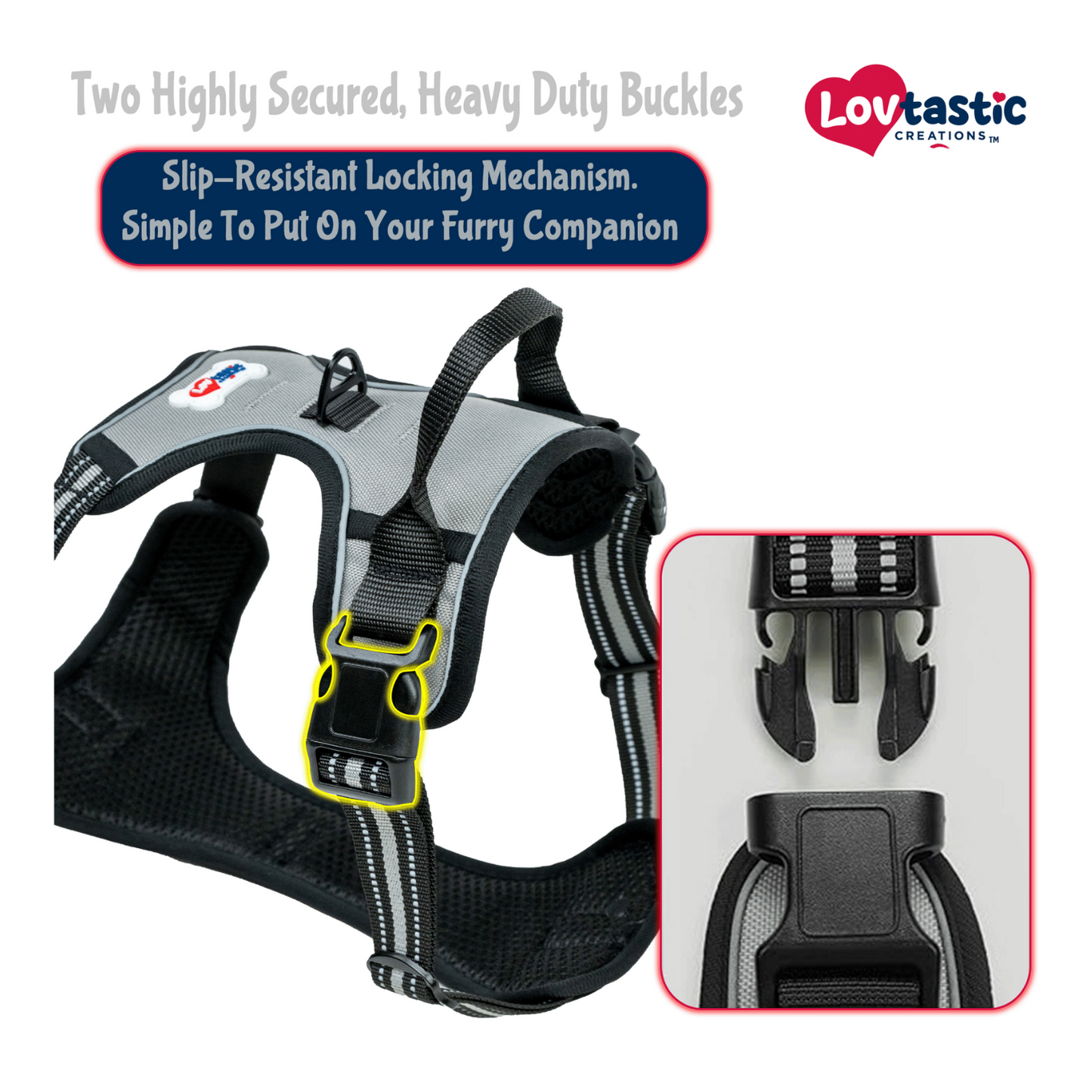 Lovtastic Creations™ No-Pull Dog Harness - with Strong & Durable Dog Leash & Free Poopbag Holder 3pcs Set | Reflective No-Choke Pet Harness