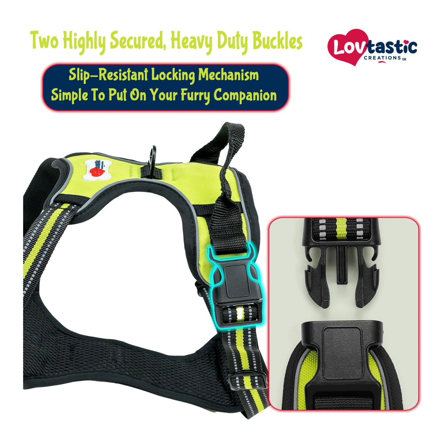 Lovtastic Creations™ No-Pull Dog Harness - with Strong & Durable Dog Leash & Free Poopbag Holder 3pcs Set | Reflective No-Choke Pet Harness