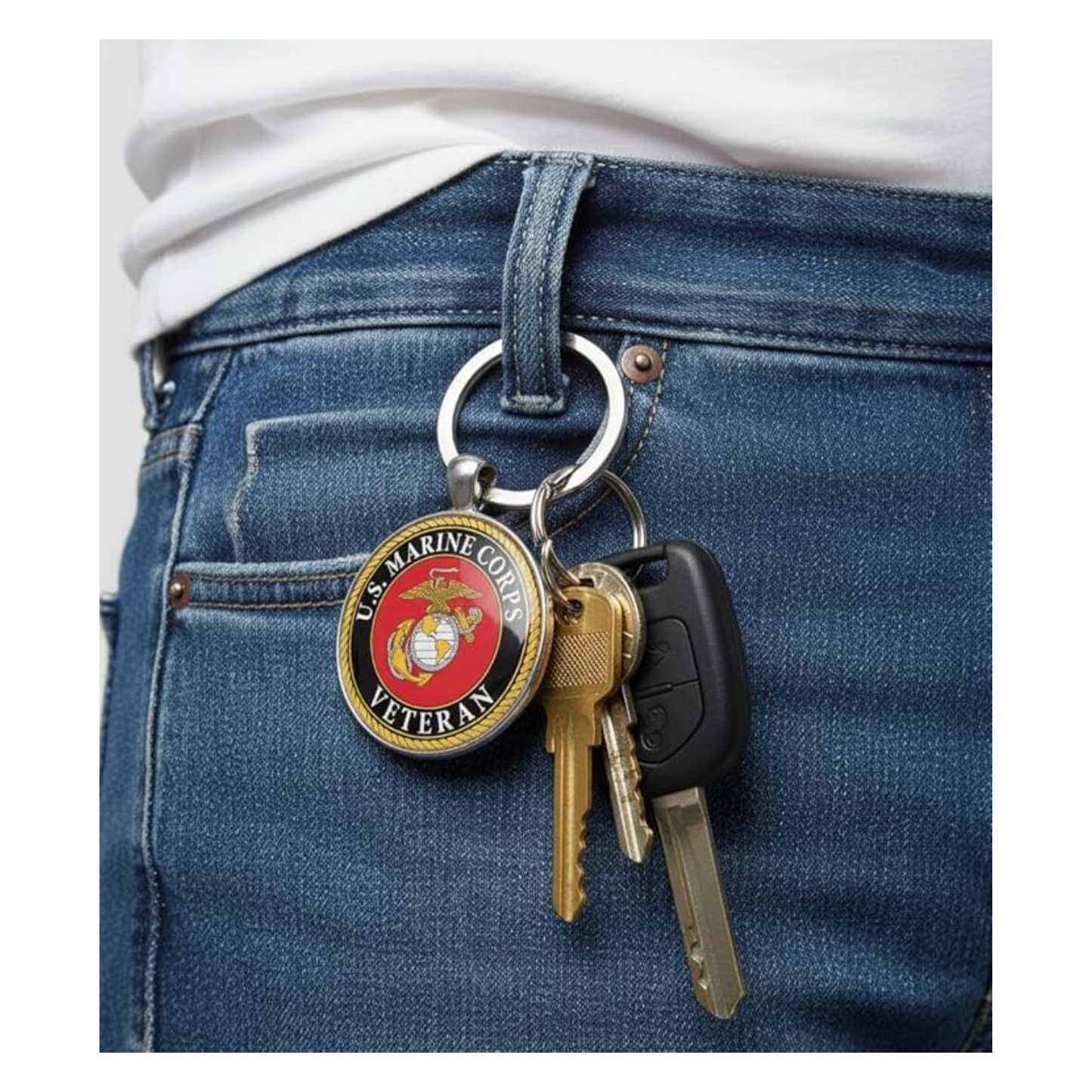 Military Veteran Round Keychain