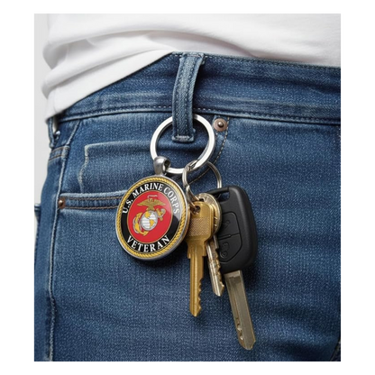 Military Veteran Round Keychain