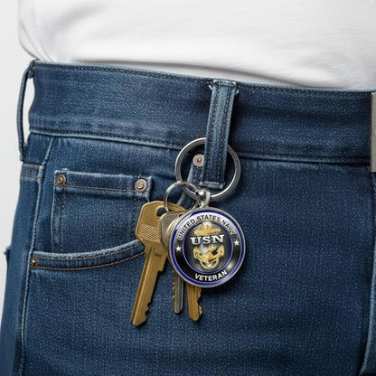 Military Veteran Round Keychain