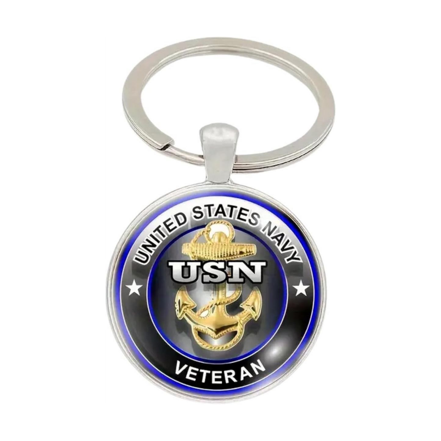 Military Veteran Round Keychain