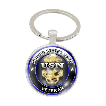 Military Veteran Round Keychain