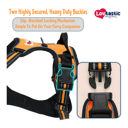 Lovtastic Creations™ No-Pull Dog Harness - with Strong & Durable Dog Leash & Free Poopbag Holder 3pcs Set | Reflective No-Choke Pet Harness