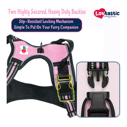 Lovtastic Creations™ No-Pull Dog Harness - with Strong & Durable Dog Leash & Free Poopbag Holder 3pcs Set | Reflective No-Choke Pet Harness