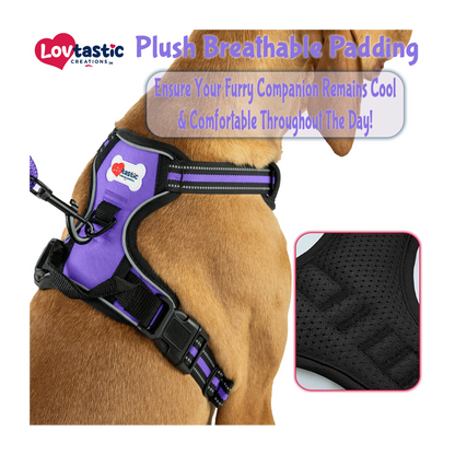 Lovtastic Creations™ No-Pull Dog Harness - with Strong & Durable Dog Leash & Free Poopbag Holder 3pcs Set | Reflective No-Choke Pet Harness