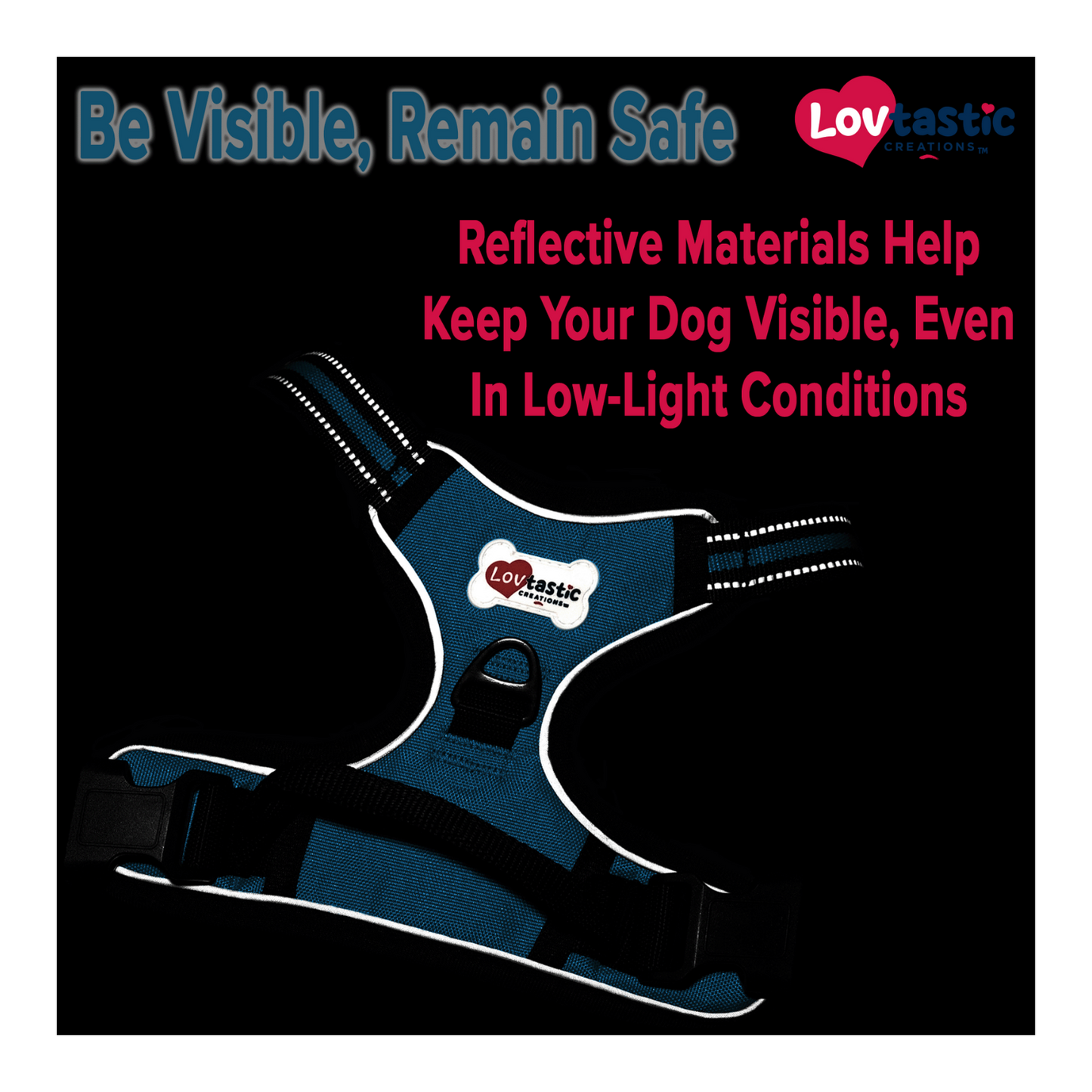 Lovtastic Creations™ No-Pull Dog Harness - with Strong & Durable Dog Leash & Free Poopbag Holder 3pcs Set | Reflective No-Choke Pet Harness
