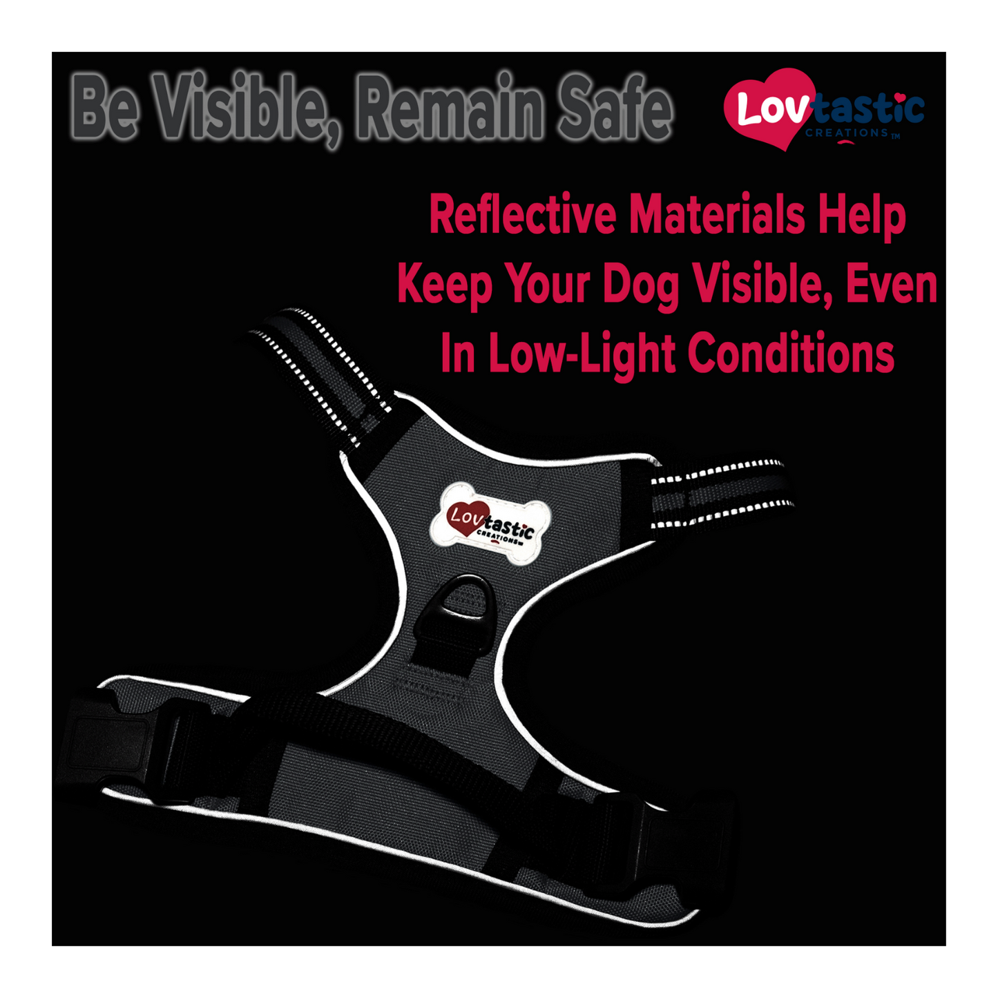 Lovtastic Creations™ No-Pull Dog Harness - with Strong & Durable Dog Leash & Free Poopbag Holder 3pcs Set | Reflective No-Choke Pet Harness