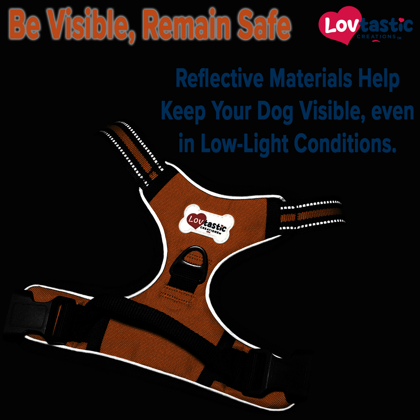 Lovtastic Creations No Pull Dog Harness - with Strong & Durable Dog Leash & Free Poopbag Holder 3pcs Set | Reflective No-Choke Pet Harness