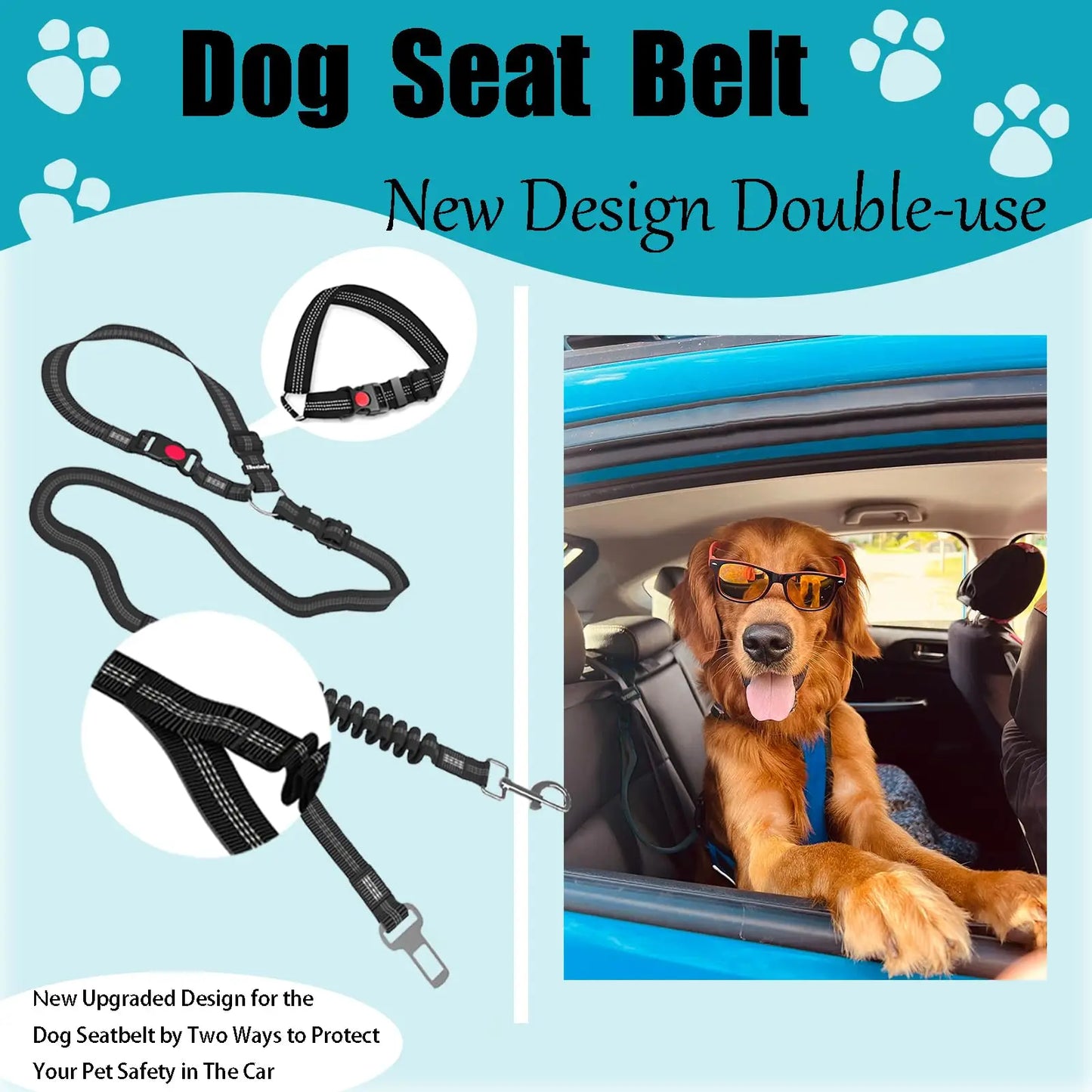 Lovtastic Creations™ Adjustable Heavy-Duty Dog Car Seat Belt – Striped Nylon Travel Safety Leash