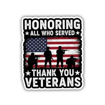 Veterans Thank You Sticker | Military Patriotic Vinyl Sticker