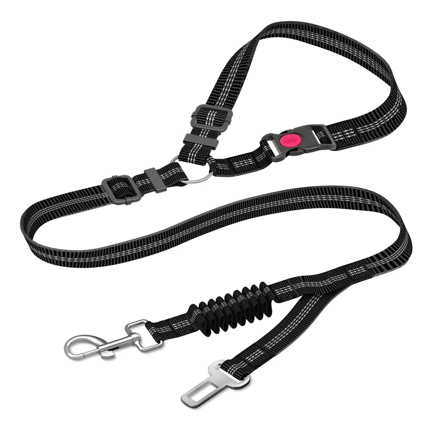 Lovtastic Creations™ Adjustable Heavy-Duty Dog Car Seat Belt – Striped Nylon Travel Safety Leash