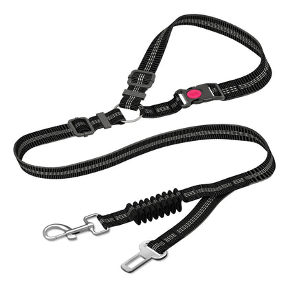 Lovtastic Creations™ Adjustable Heavy-Duty Dog Car Seat Belt – Striped Nylon Travel Safety Leash