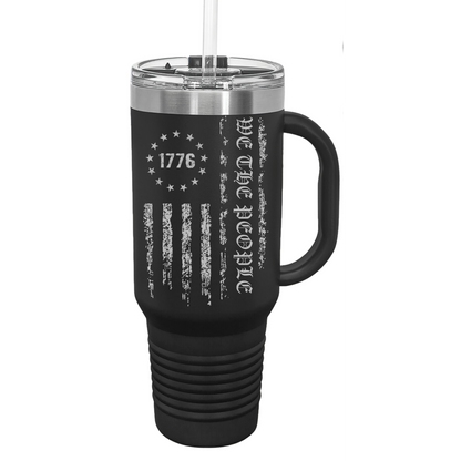 We The People 40oz Tumbler W/ Handle, Patriotic Tumbler