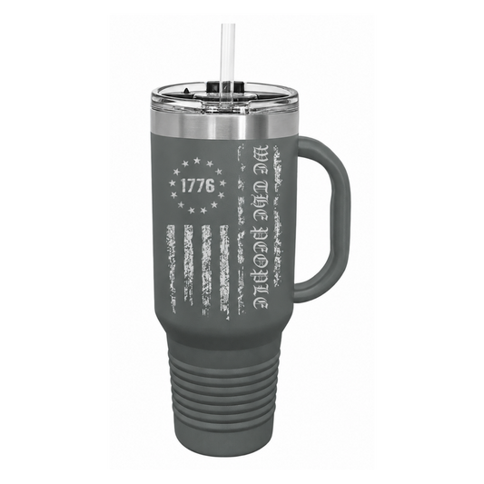 We The People 40oz Tumbler W/ Handle, Patriotic Tumbler