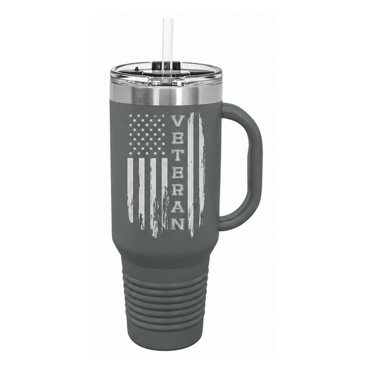 Veteran 40oz Tumbler W/ Handle, Veteran Gifts