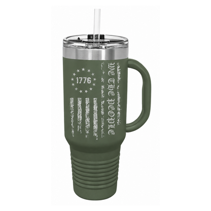 We The People 40oz Tumbler W/ Handle, Patriotic Tumbler