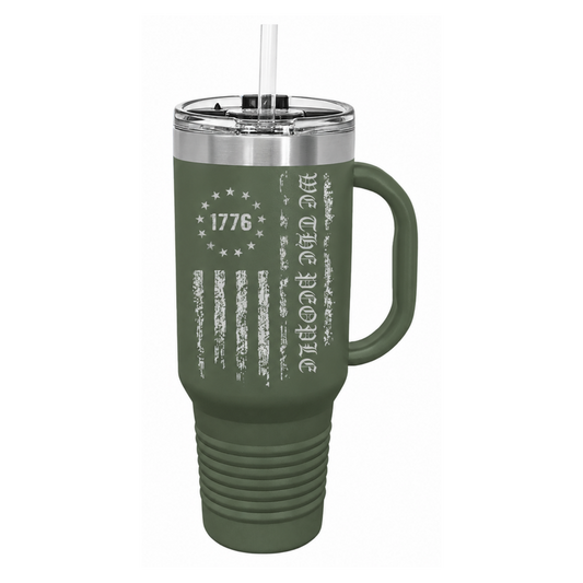 We The People 40oz Tumbler W/ Handle, Patriotic Tumbler