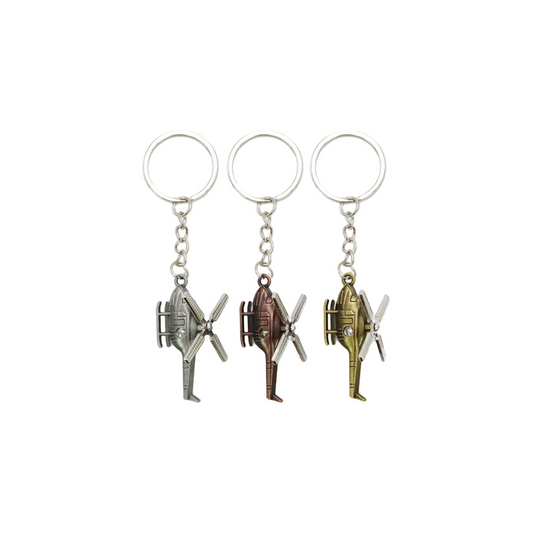 Helicopter Airplane Bronzed Metal Alloy Key Chain