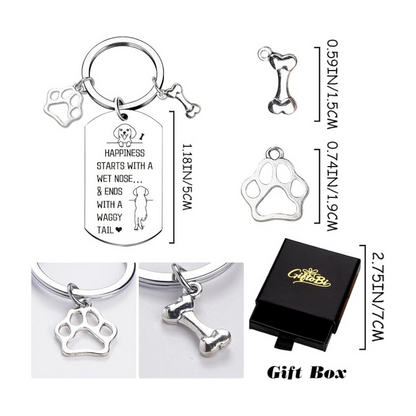 Dog Lover Keychain | “Wet Nose & Waggy Tail” Paw Charm Keyring