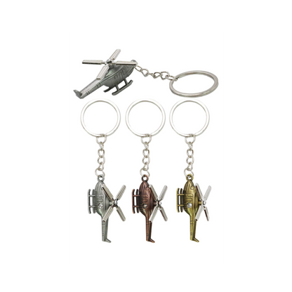 Helicopter Airplane Bronzed Metal Alloy Key Chain