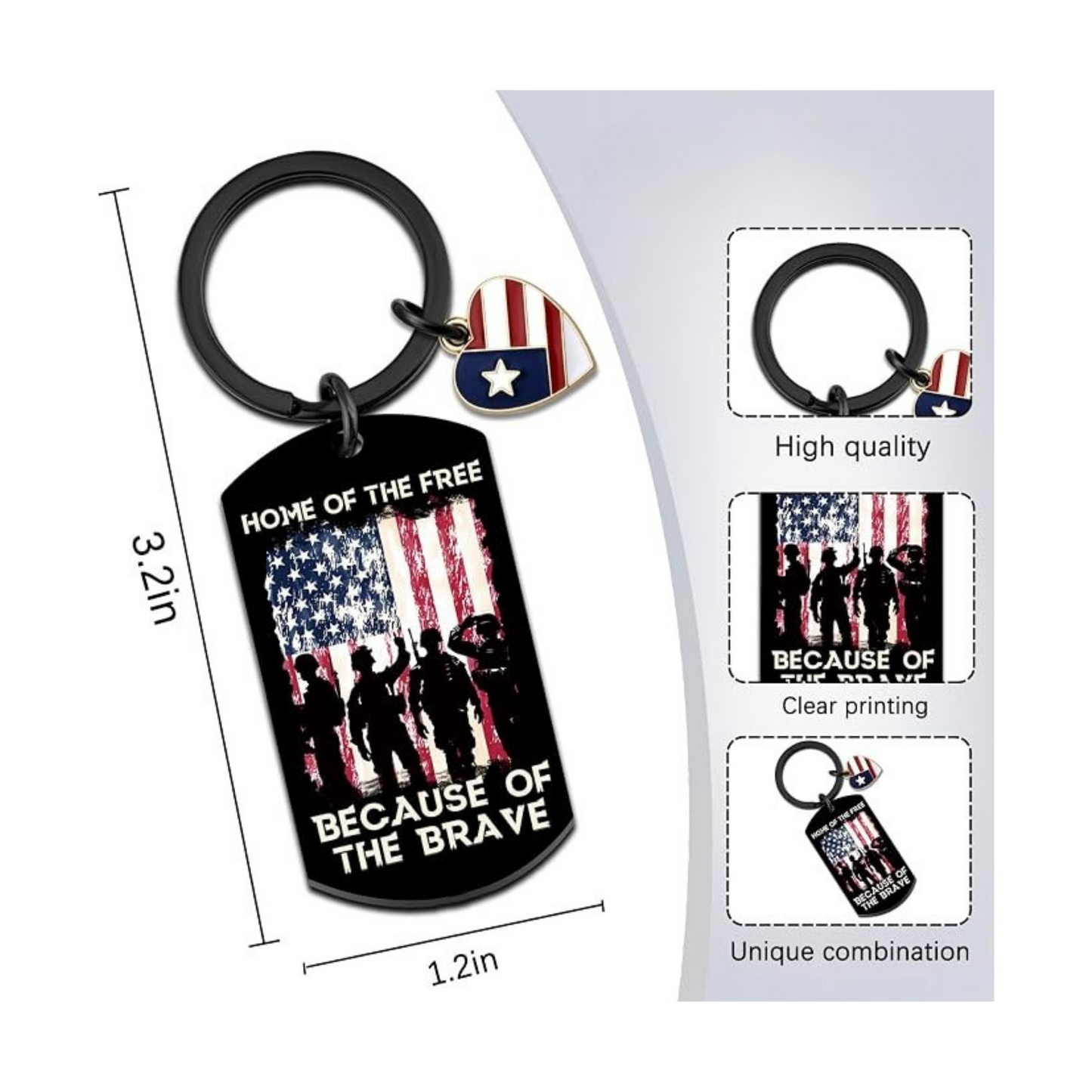 American Flag Keychain | Patriotic “Home of the Free” Keyring