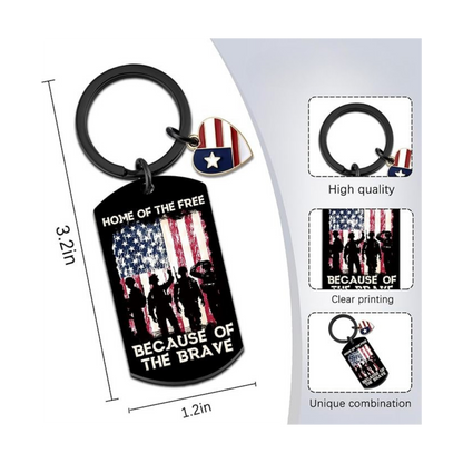 American Flag Keychain | Patriotic “Home of the Free” Keyring