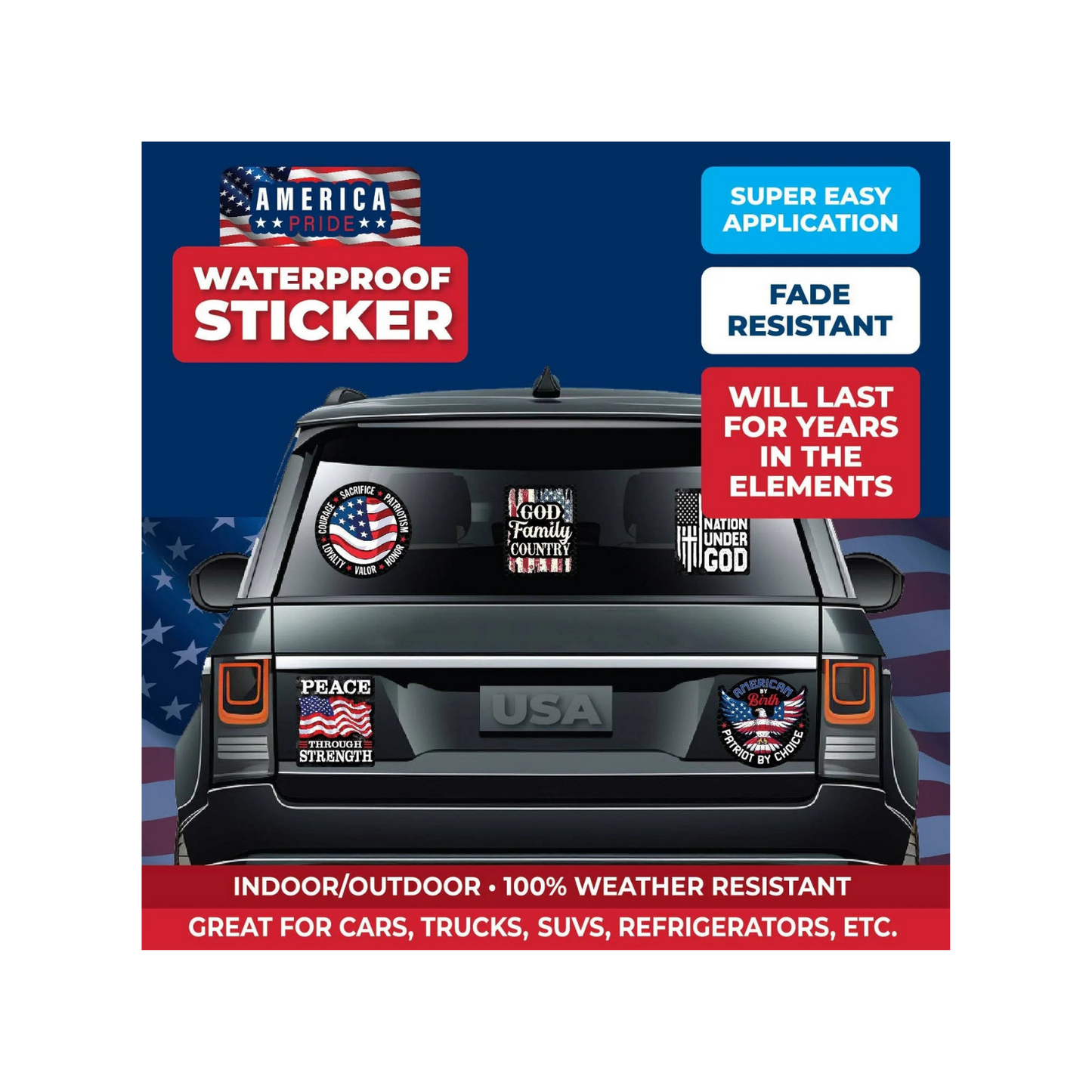 Patriotic Waterproof Flag Decal Sticker