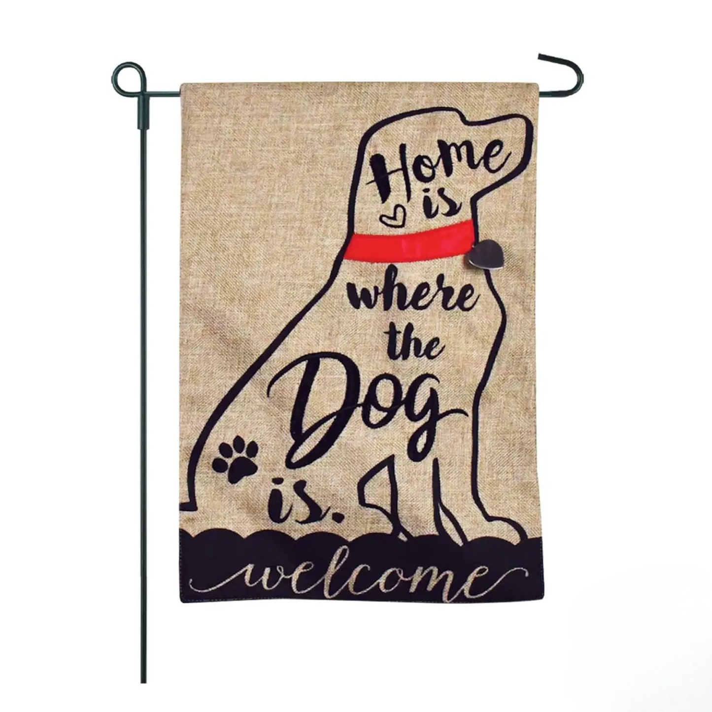 Home With Pet Burlap 2-Sided Garden Flag 12.5x18"